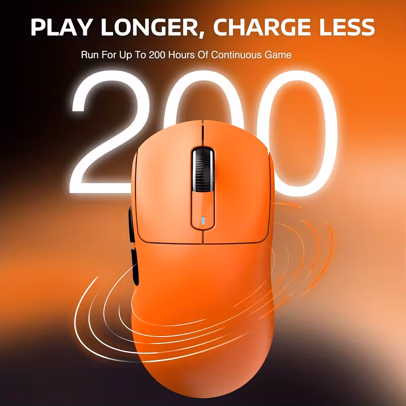 ATTACK SAHRK X3 Lightweight Wireless Gaming Mouse with Tri-Mode 2.4G/USB-C Wired/BT, Up to 26K, PAW3395 Optical Sensor, Kailh GM8.0 Switch, 5 Programmable Buttons for PC/Laptop/Win/Mac(Orange)