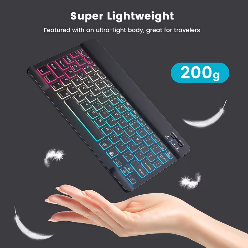 KLZO Keyboard and Mouse Compatible for PC - Quiet Backlit Computer Keyboard & Mouse with 7-Color, Scissor, Ultra-Thin Input Device, Compatible for PC (No Charger)